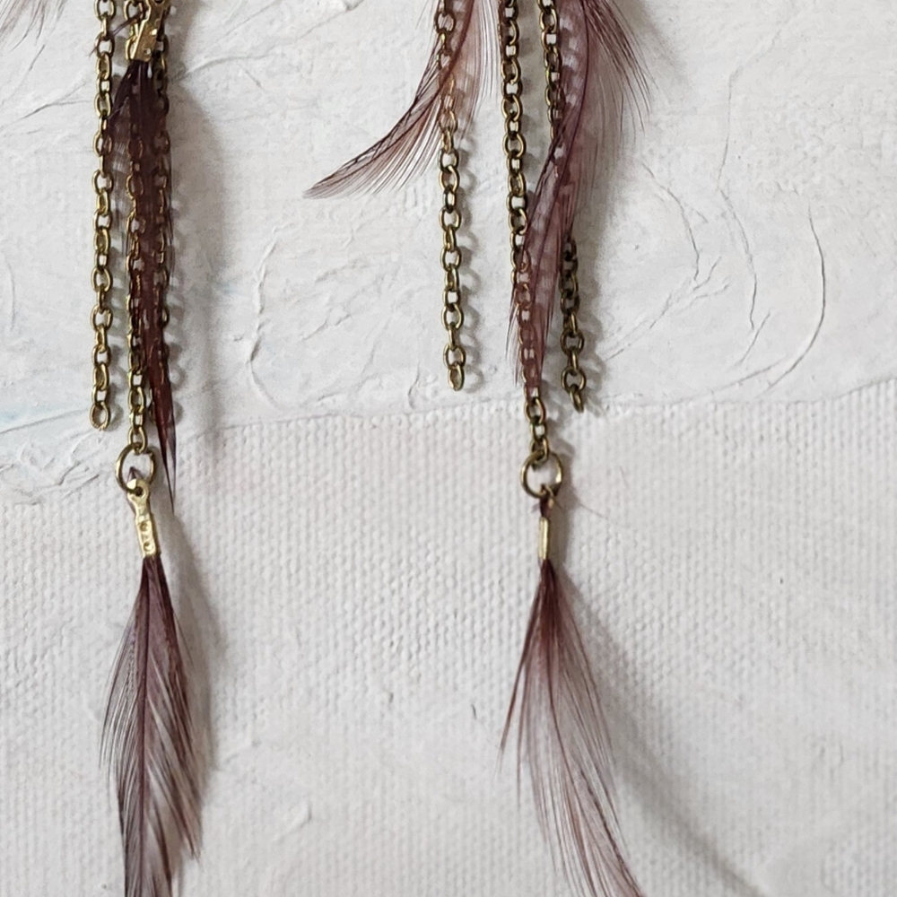 Gianni Bini Long Feather Chain Earrings